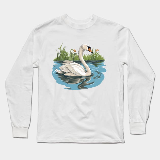 White Swan Long Sleeve T-Shirt by zooleisurelife